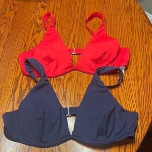 Athleta Red & Navy Underwire Bikini Tops